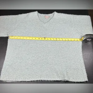 J. Crew Size XL 100% Acrylic Blue V-Neck Sweater thumbnail 3
