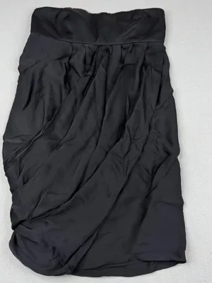 Alice + Olivia Silk Strapless Ruched Draped Mini Dress Black Size S thumbnail 1
