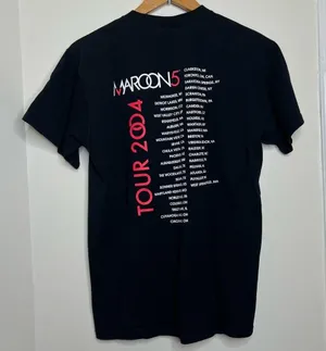Fruit of the Loom Vintage 2004 Y2K Maroon 5 Concert T Shirt Double Sided Unisex Medium FLAWS thumbnail 5