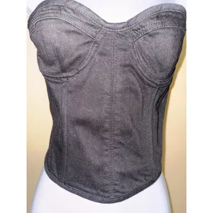 Zara‎ Black Denim Bustier Corset Top Strapless Sweetheart Neck S Festival Baddie thumbnail 3