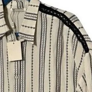 Nina Kaufman Top Womens M Long Sleeve Blouse Floral Embroidered Linen Vintage thumbnail 6