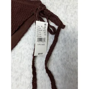PacSun Swim Brown Crochet‎ Side Tie Bikini Bottom L Large New 090233 thumbnail 4