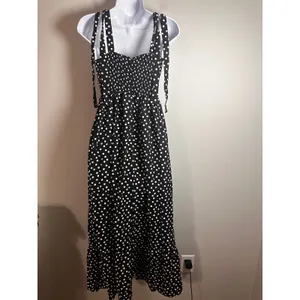 Rachel Zoe Womens Black White Polka Dot Tie‎ Strap Tiered Maxi Dress Small thumbnail 5
