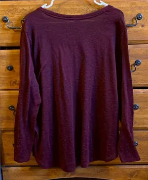 Faded Glory Long Sleeve Blouse Size 2XL Burgundy & black Blend thumbnail 2