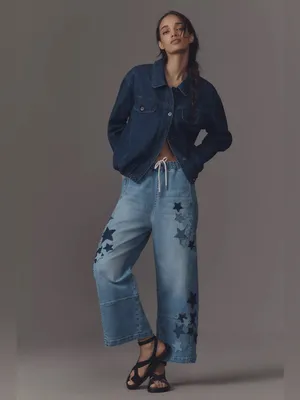 Anthropologie NWT PILCRO IZZIE RELAXED STAR PULL-ON BARREL JEANS thumbnail 3