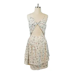 New Connection Floral‎ Cutout Mini Dress White Multi Tiered Lace Trim Large NWT thumbnail 4