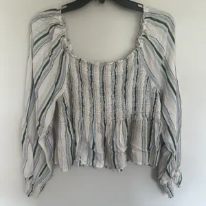Women's Candies Striped Smocked Long‎ Sleeve Boho Peasant Top Size XL thumbnail 8