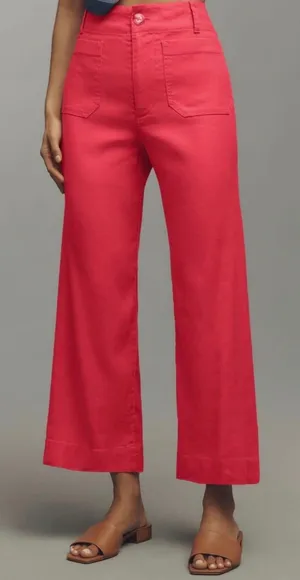 Anthropologie Maeve The Colette Wide-Leg Cropped Linen Pants, Size 29 thumbnail 1