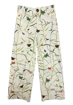 Anthropologie Maeve The Colette Butterfly Print Wide Leg Cropped Pants 25P thumbnail 1
