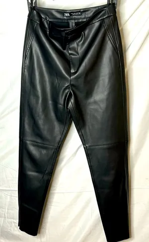 Zara Black Faux Leather Skinny Leggings/Pants - Size Medium thumbnail 1