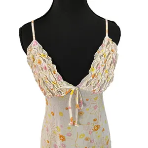 Ilusion Ruffle Bust‎ 70s Floral Babydoll Slip Night Dress Adjustable Straps Med thumbnail 3