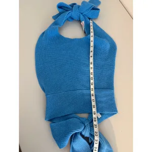 Free People FP Beach Cerulean Blue Knit Beachy Sweater Halter Tank Top Large thumbnail 7