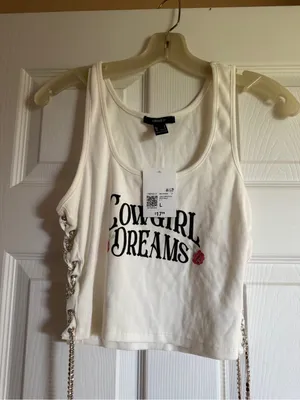 Forever 21 White 'Cowgirl Dreams' Rhinestone Lace-Up Crop Tank thumbnail 2
