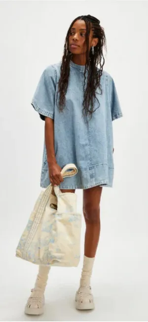 Free People Harlow Denim Minidress Size Small thumbnail 1