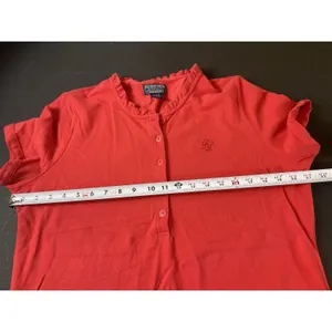 Polo Jeans Co Ralph Lauren XL Coral Ruffle Polo Shirt Cotton Short Sleeve thumbnail 11