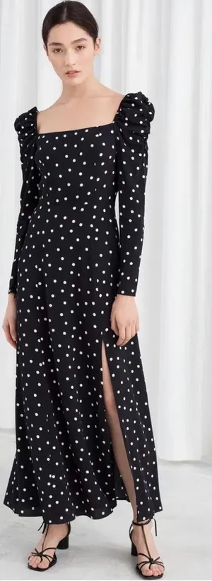 & Other Stories Ruched Polka Dot Maxi Dress thumbnail 1