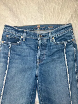 7 For All Mankind High-Rise Straight Leg Jeans in Medium Blue| Has 2 white stains!! thumbnail 2