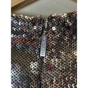 Michael Kors Sequin Dress Womens Size M Silver Ruched Mock Neck Cocktail Party thumbnail 10