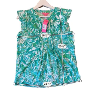 Lilly Pulitzer NWT botanical green ruffled top size small thumbnail 7