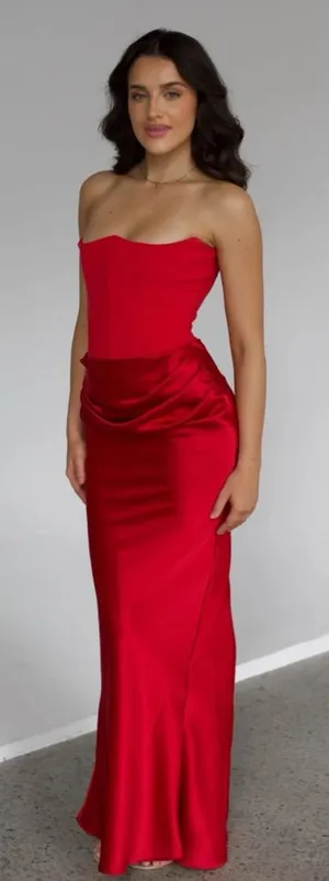 HOUSE OF‎ CB 'Persephone' Scarlet Strapless Corset Maxi Dress NWOT size S thumbnail 1
