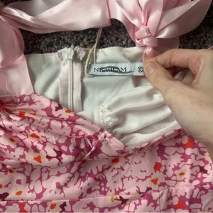 Floral Pink and Orange Dress with Ribbon Straps thumbnail 5