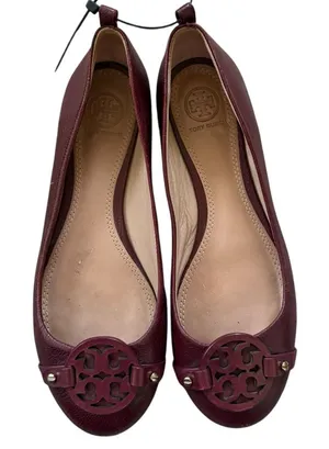 Tory Burch Mini Miller Burgundy Flats thumbnail 1