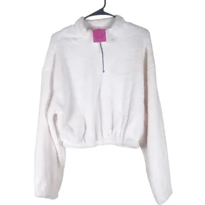 NWT Sherpa Pullover Womens M White Fleece 1/2 Zip Oversized Cozy Minimalist thumbnail 5