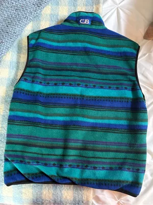 CB Sports Striped Teal & Blue Fleece Vest- Reversible thumbnail 3