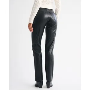 Abercrombie & Fitch High Rise 90s Straight Vegan Leather Pant Size 6/28 Black thumbnail 13