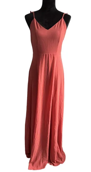 Lulu’s Meteoric Rise Maxi Dress Size Medium Button Detail Back Rusty Rose thumbnail 1