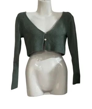 Cider Sage Green Ultra Cropped Button Knit Cardigan SZ S Slim Streetwear Y2K thumbnail 1