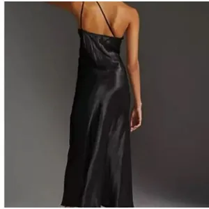 Anthropologie Bl-nk dress Women’s Black satin One-Shoulder Slip Dress Size 6 thumbnail 9