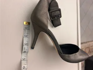 BCBGeneration Metallic Dark Gray Pointed-Toe Ankle-Strap Heels 10 M thumbnail 2