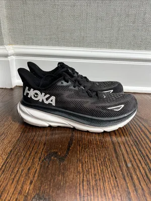 Hoka Black and White Athletic Running Shoes thumbnail 4