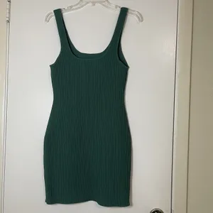 Aritizia Babaton Sculpt Knit Squareneck ribbed tank mini dress forest green Med thumbnail 6