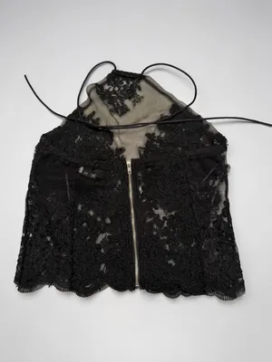 Luxe Fashion Label Black Lace Halter Neck Top with Full Back Zipper‎ thumbnail 2