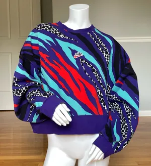 Vintage Nike AOP Crewneck Sweatshirt Women’s M Purple Abstract Graphic Retro thumbnail 1