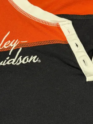 Harley-Davidson Classic Colorblock Henley Women’s Plus Size 2W Black Orange NEW thumbnail 3