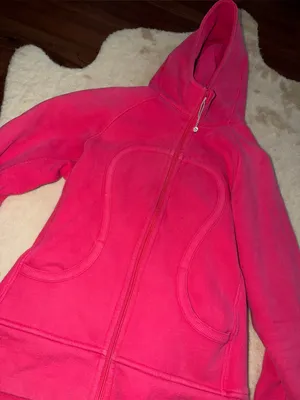 Rare Lululemon Scuba Hoodie Bon Bon logo $138 casual activewear workout zip fall thumbnail 9