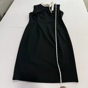 Calvin Klein‎ Black White Bow High Neck Sleeveless Stretch Crepe Sheath Dress 8 thumbnail 8