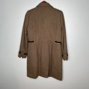 Soft Surroundings brown black herringbone metallic velvet accent coat wool small thumbnail 10