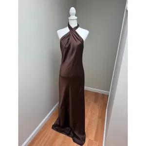Show Me Your MuMu Jasmine Halter Maxi Dress Chocolate Brown size Small thumbnail 5