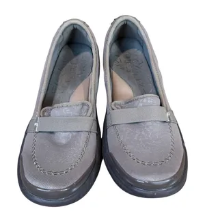 BZees Nugget Morel Slip On Loafers Taupe Grey Fabric Comfort Shoes Size 10 thumbnail 1