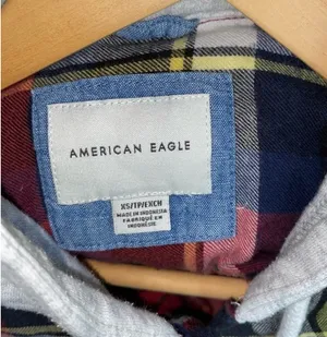 American Eagle Cozy Cabin Cropped Hoodie Flannel •XS thumbnail 8