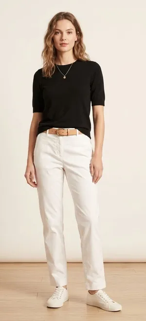 Vince Cotton White Chinos Preppy Costal Neutral Pants 4 thumbnail 1