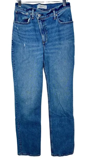 Abercrombie & Fitch The ’90s Straight Ultra High Rise Blue Denim Jeans Size 26 2 thumbnail 1