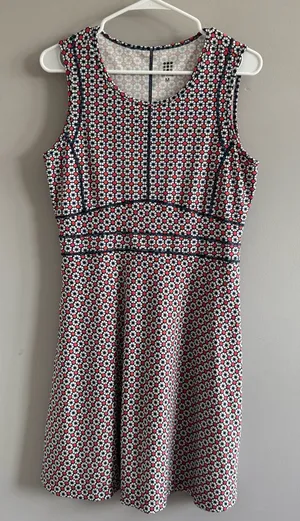Title Nine Sleeveless Fit & Flare Athletic‎ Travel Dress Medium Geo Print thumbnail 1
