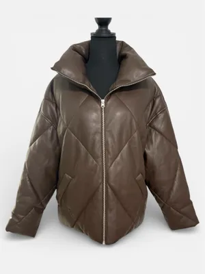 Abercrombie & Fitch Oversized Vegan Leather Diamond Puffer Sz M thumbnail 9