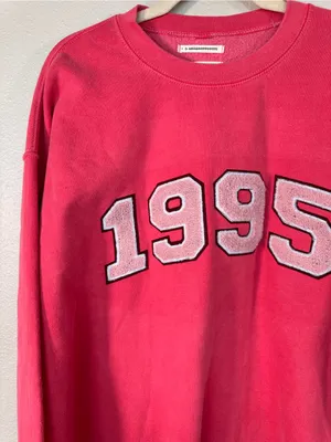 Anthropologie Pink 1995 Crewneck Sweatshirt Womens M Oversized Casual Athlesuire thumbnail 10