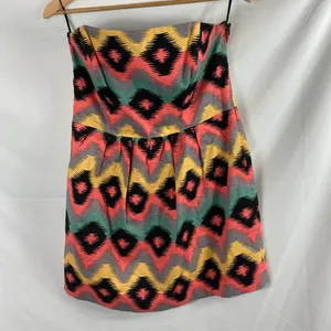 Rachel Roy Ikat Geometric Strapless Dress Size 12 thumbnail 2